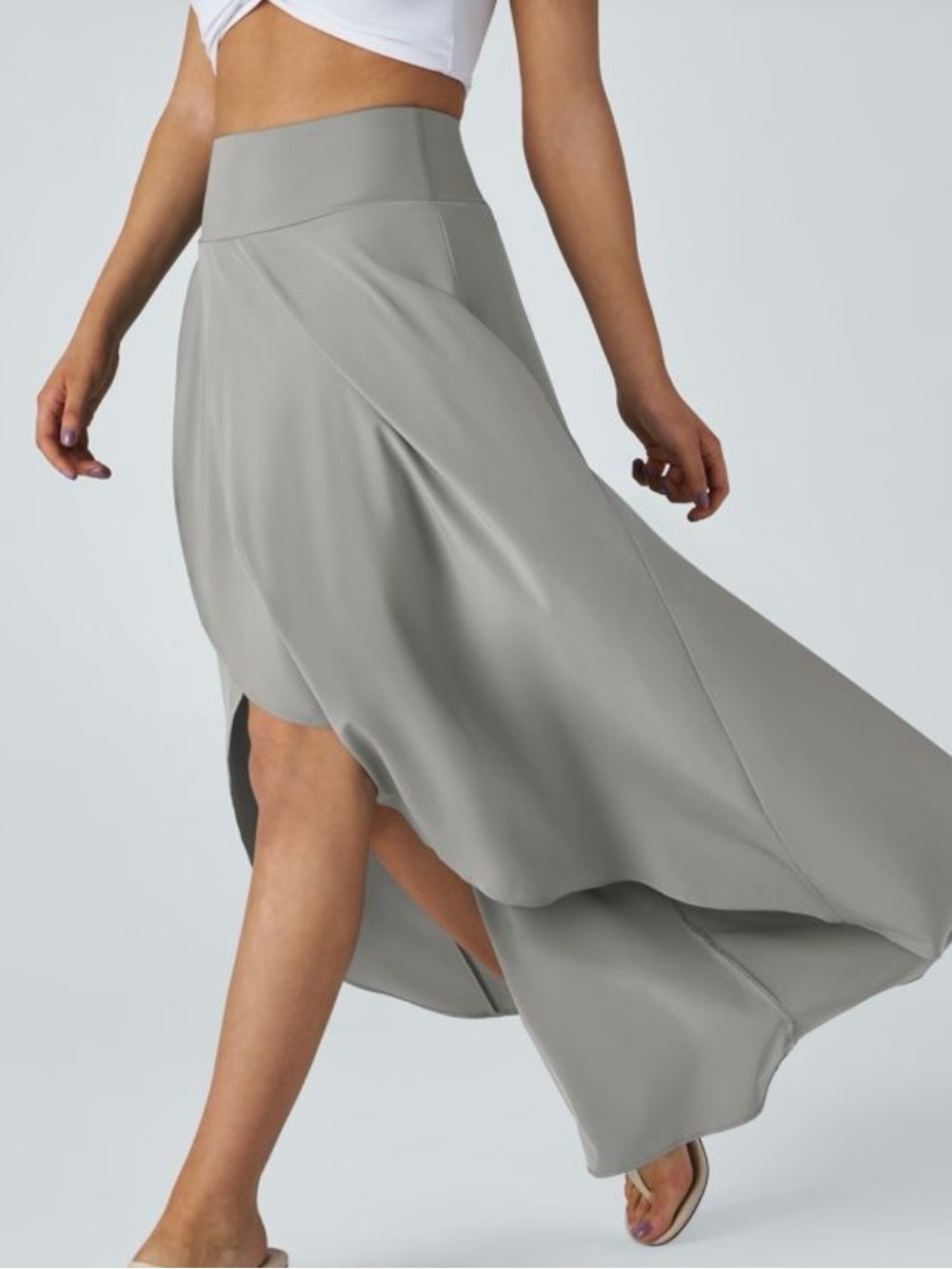 HALARA Light Gray High-Low Flow Skirt